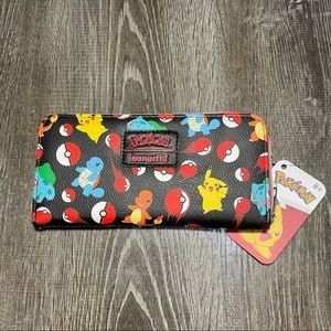 ❤️‍🔥 NEW Loungefly X Pokemon Black Red Zip Wallet Fast Free Shipping📦